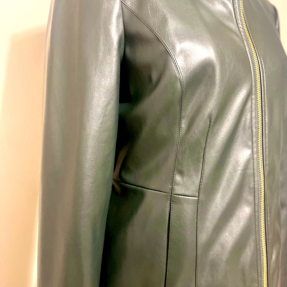 Green Faux Leather Jacket - Cole Haan - NWOT - Picture 2 of 7